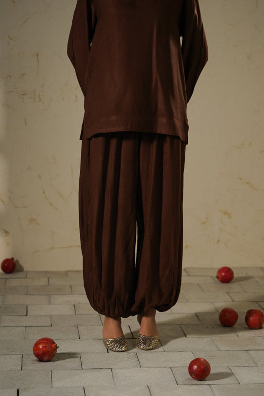 BROWN SLOUCHY HAREM PANTS