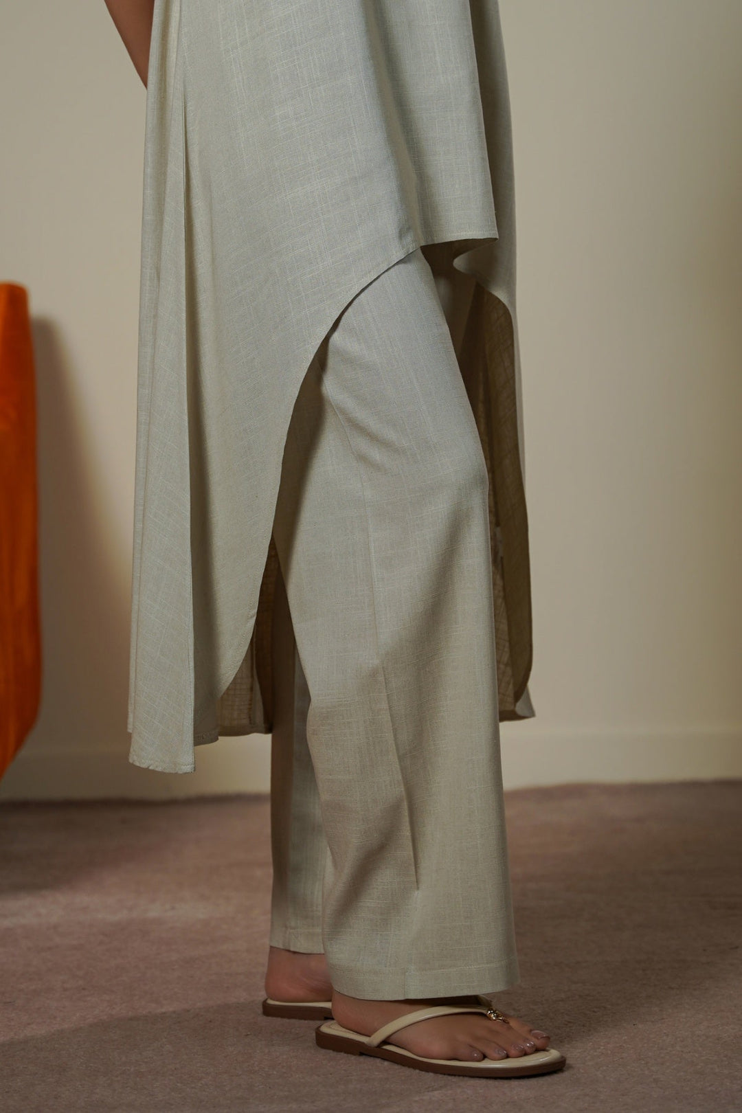 OAT WHITE EVERYDAY LINEN BLEND PANTS