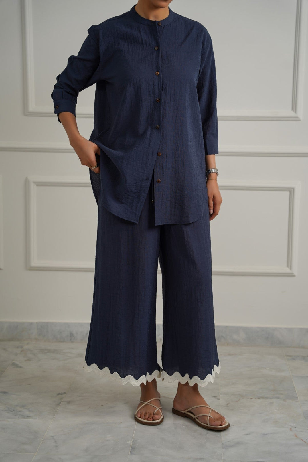NAVY RIC RAC BREEZE CULOTTE