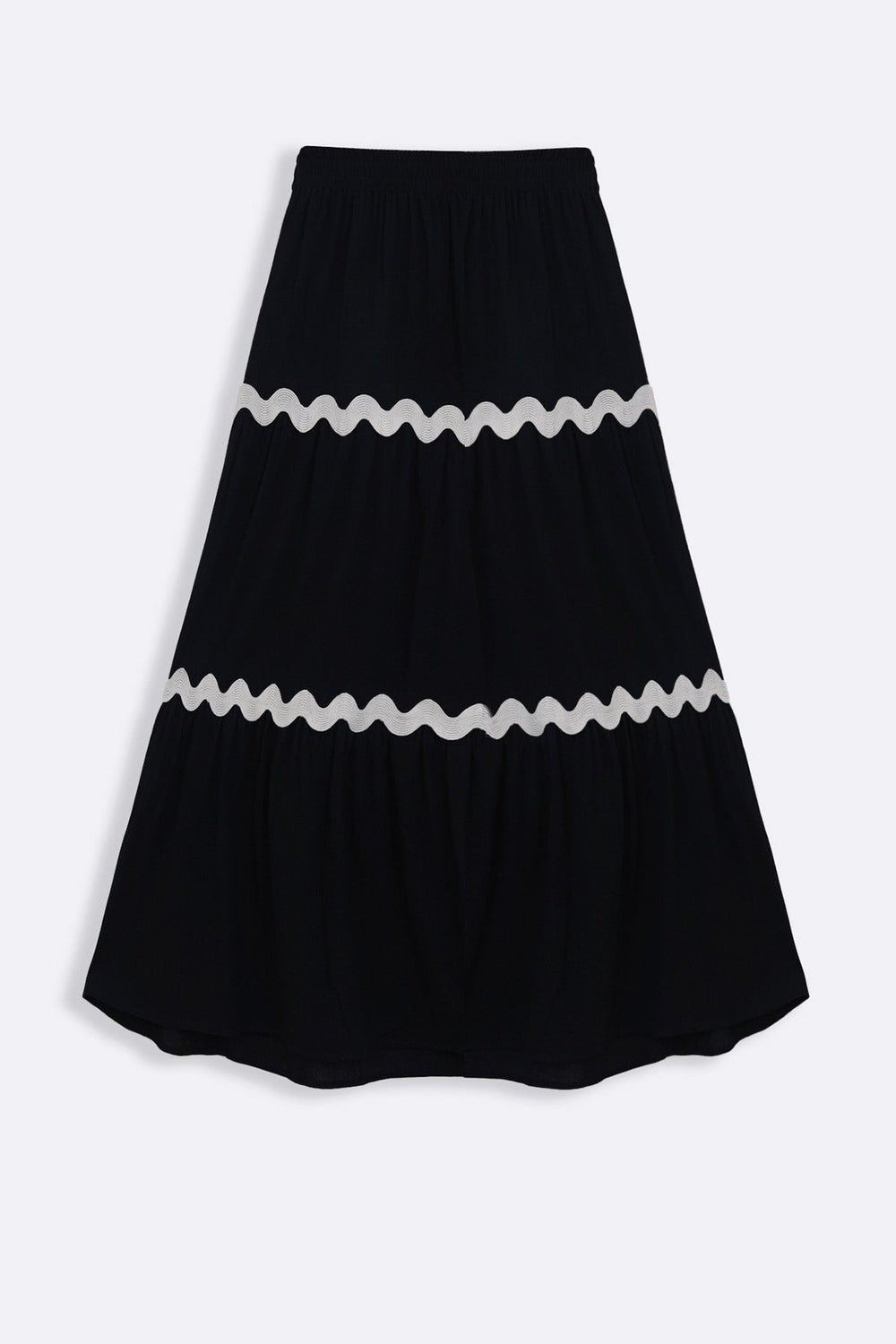 BLACK RIC RAC MAXI SKIRT