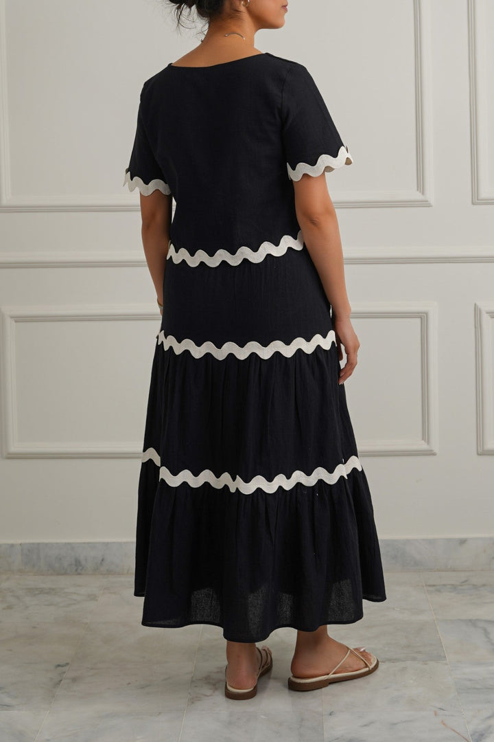BLACK RIC RAC MAXI SKIRT