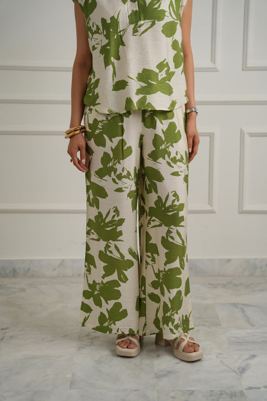 GREEN ABSTRACT RESORT PANTS