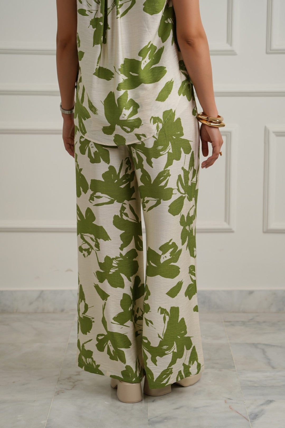 GREEN ABSTRACT RESORT PANTS