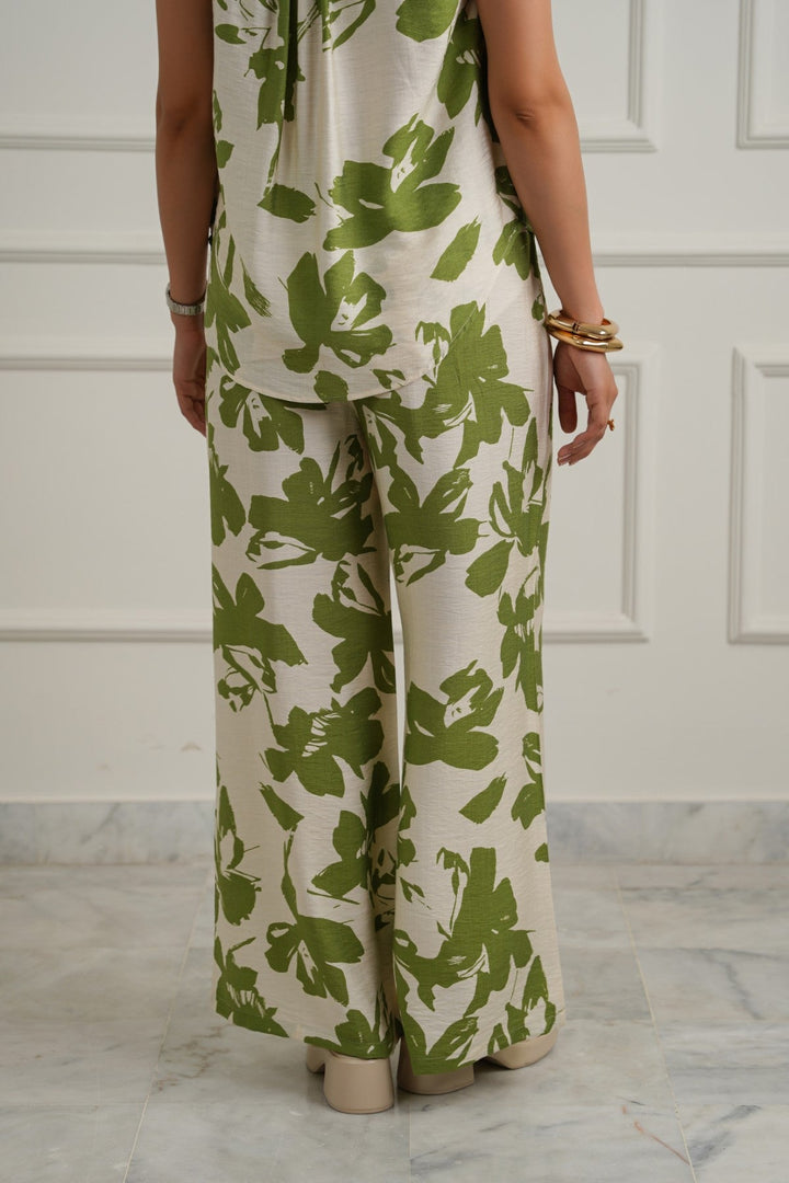 GREEN ABSTRACT RESORT PANTS