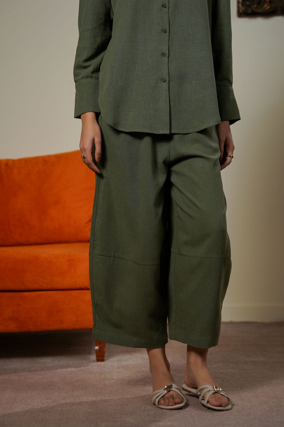 GREEN PLANT FIBER COCOON PANTS