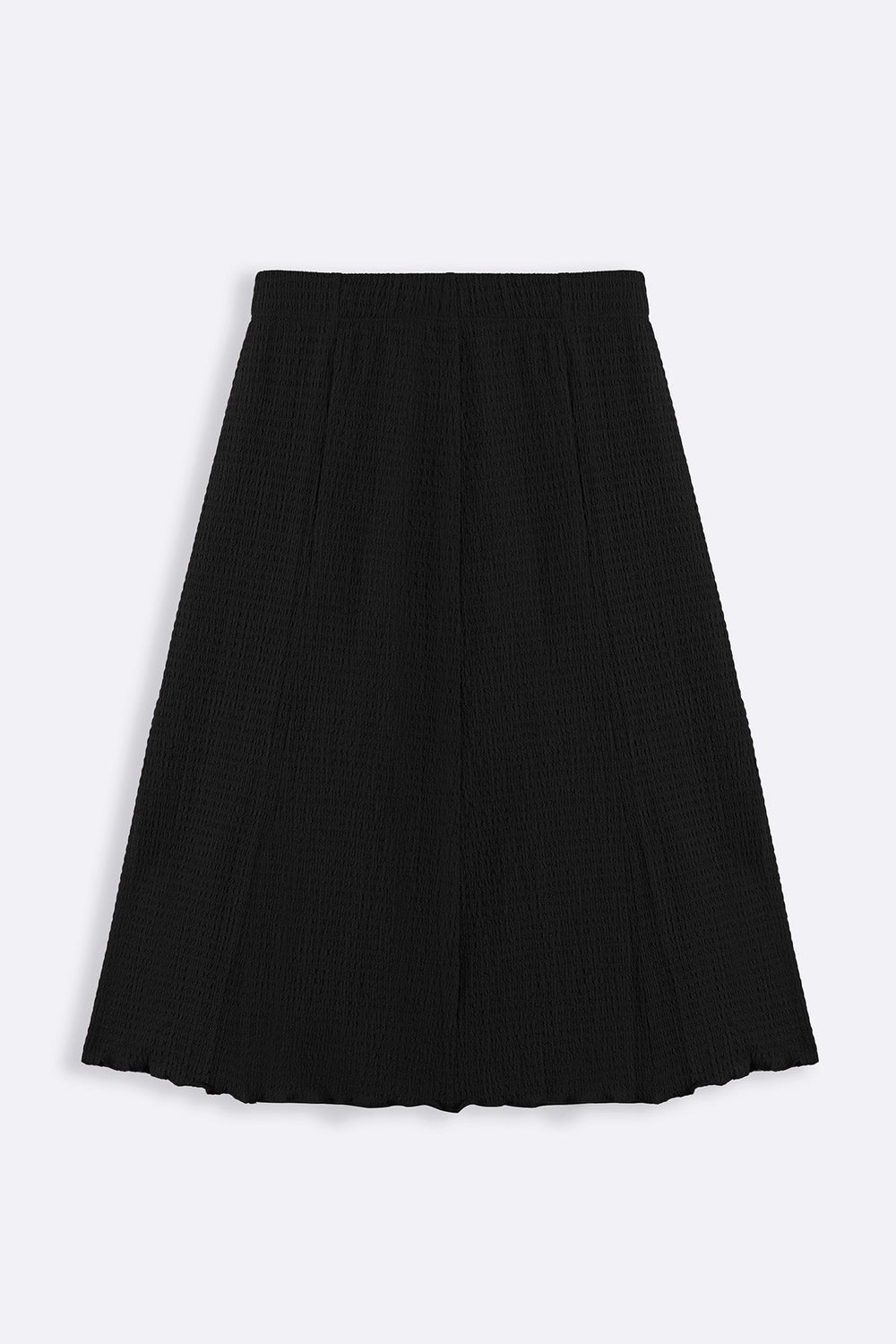 BLACK ASYMMETRIC CRINKLE SKIRT