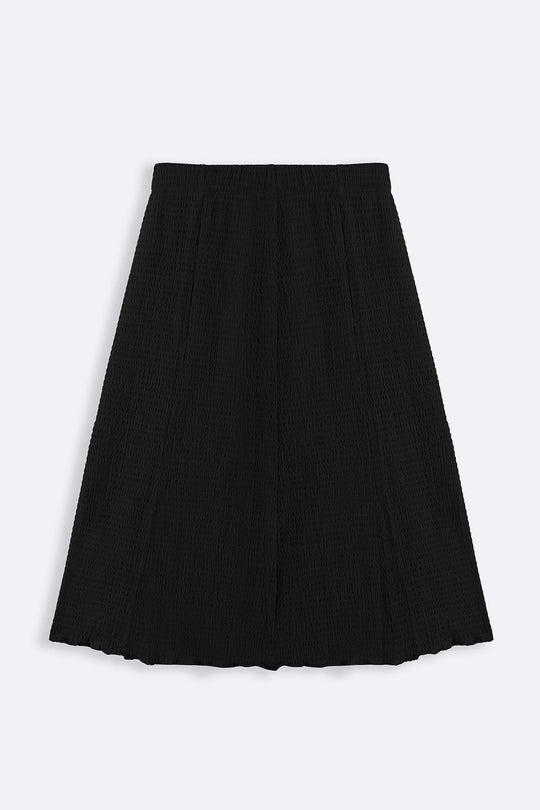 BLACK ASYMMETRIC CRINKLE SKIRT