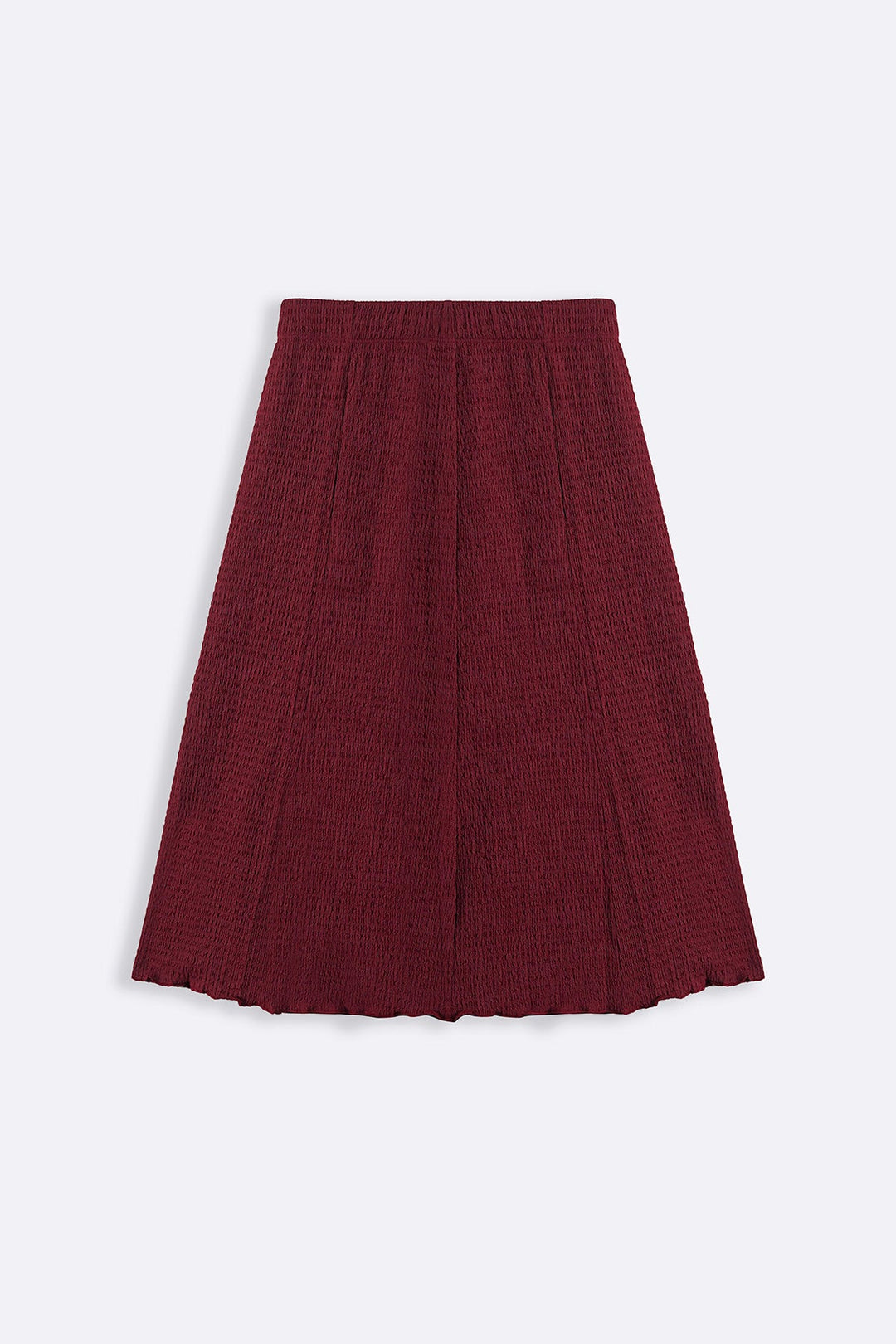 BURGUNDY ASYMMETRIC CRINKLE SKIRT