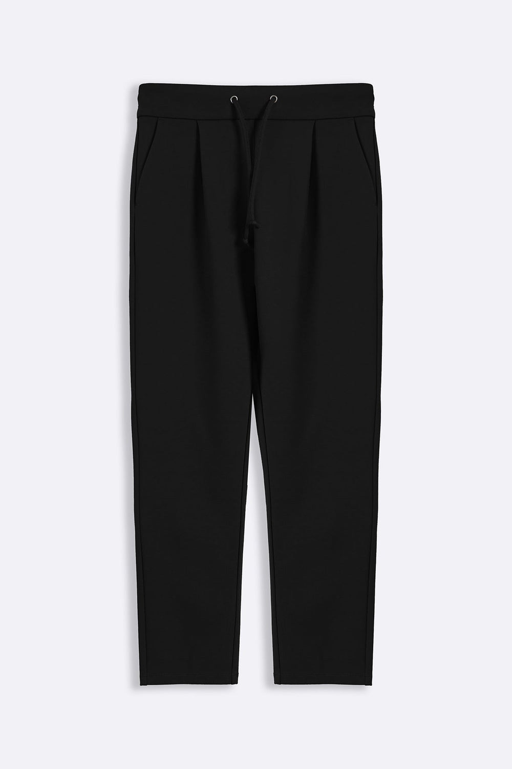 BLACK TAPERED PANTS WITH DRAWCORD