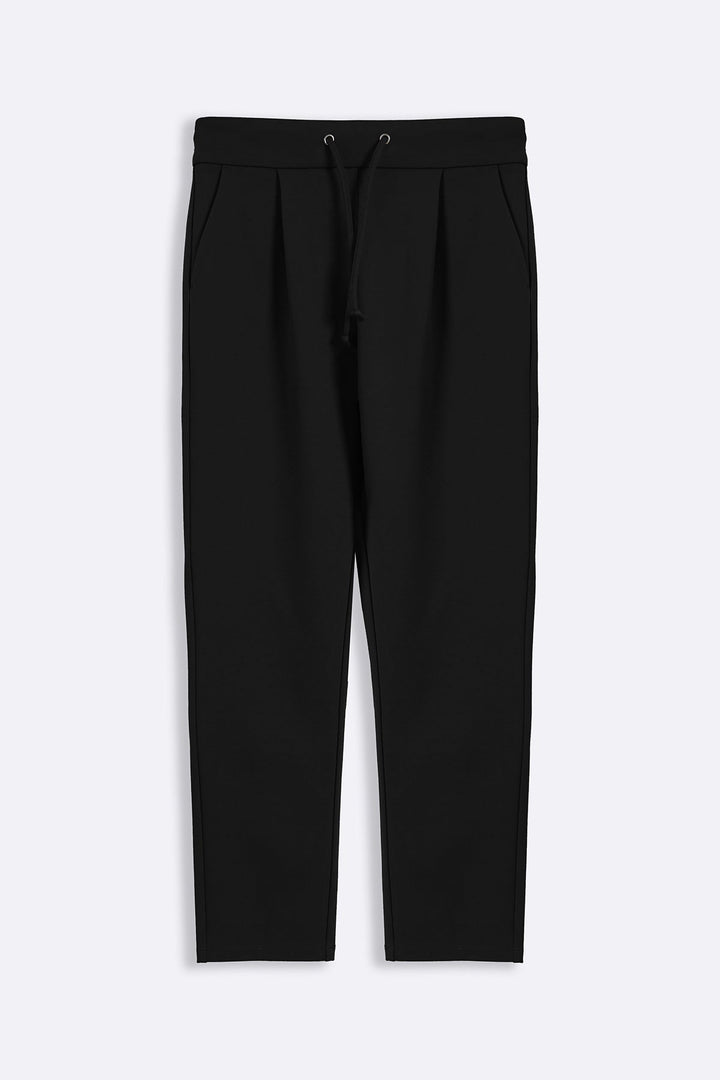BLACK TAPERED PANTS WITH DRAWCORD