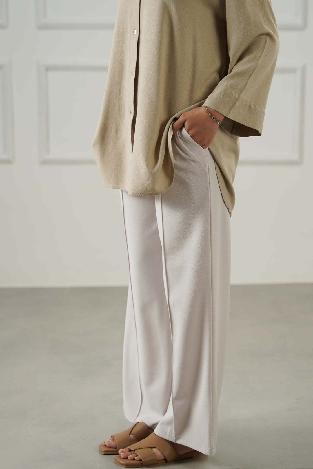 IVORY TAILORED WIDE PANTS