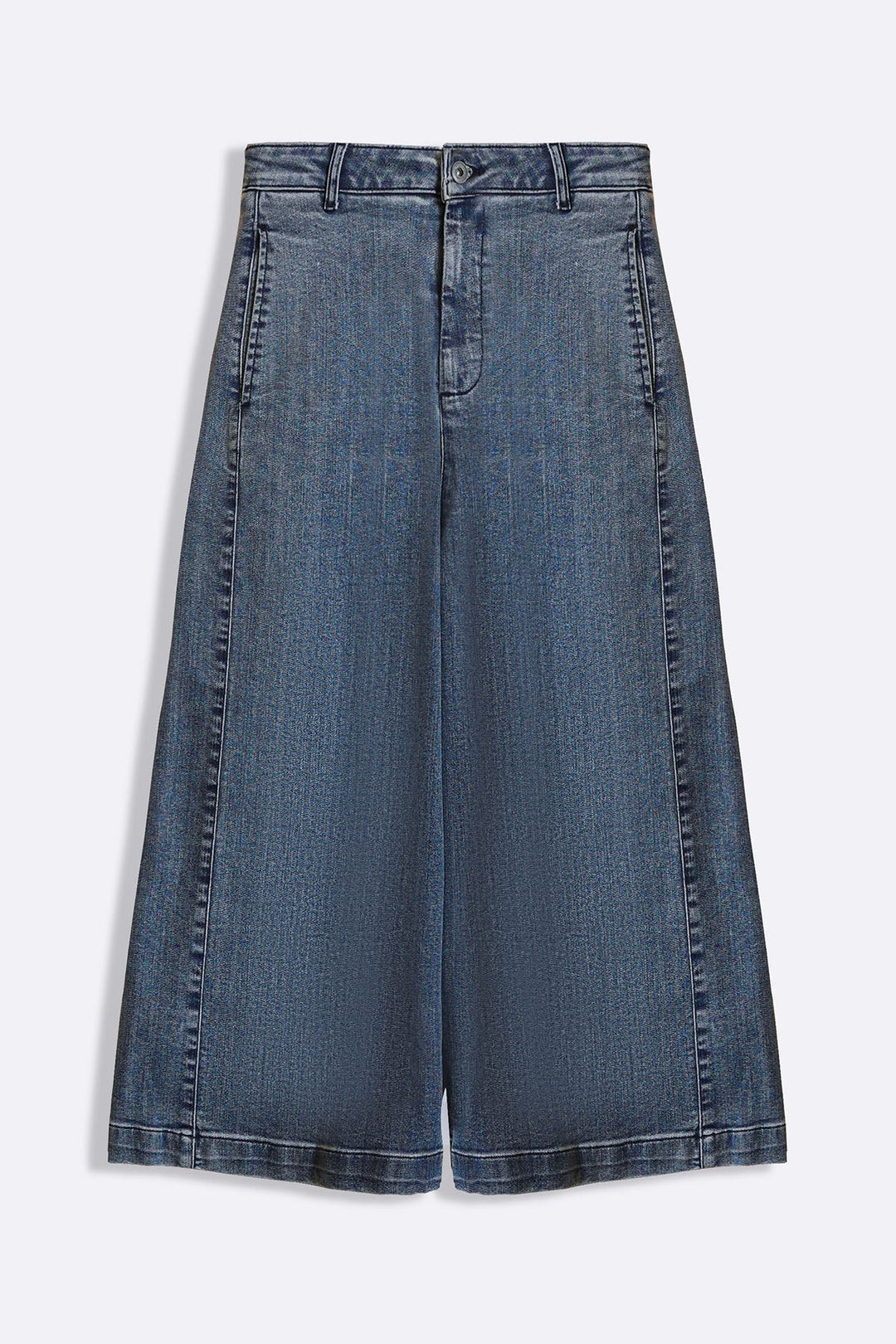 MID BLUE HIGH-RISE CROPPED JEANS