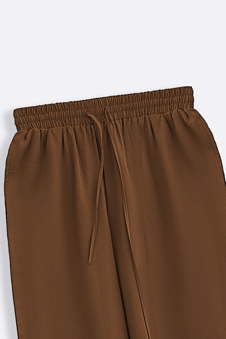 BROWN CASUAL COTTON MIX CULOTTES