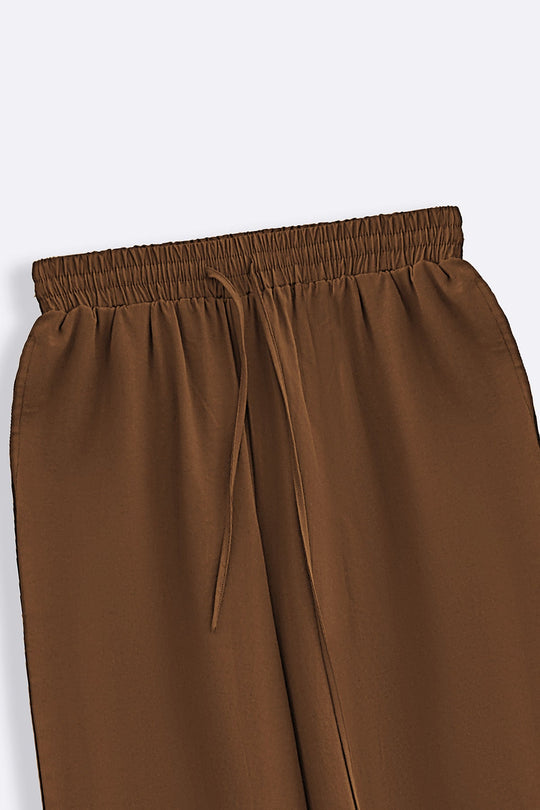 BROWN CASUAL COTTON MIX CULOTTES
