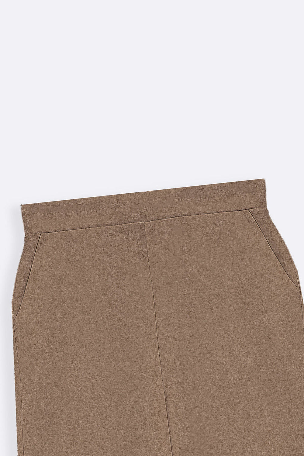 KHAKI CROPPED WIDE-LEG PANTS