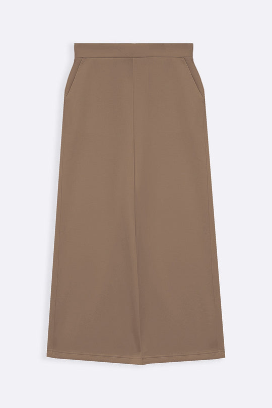 KHAKI CROPPED WIDE-LEG PANTS