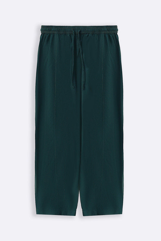 FOREST GREEN LINEN BLEND PANTS