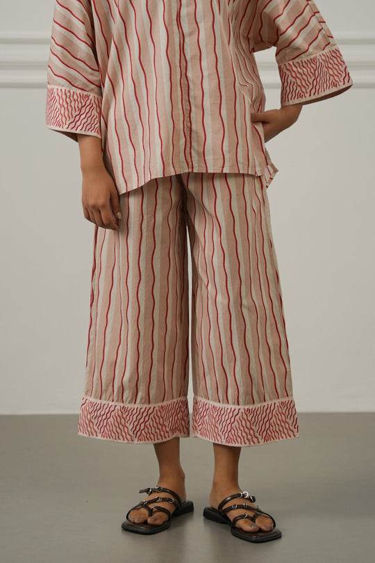 PINK STRIPED COTTON CULOTTES