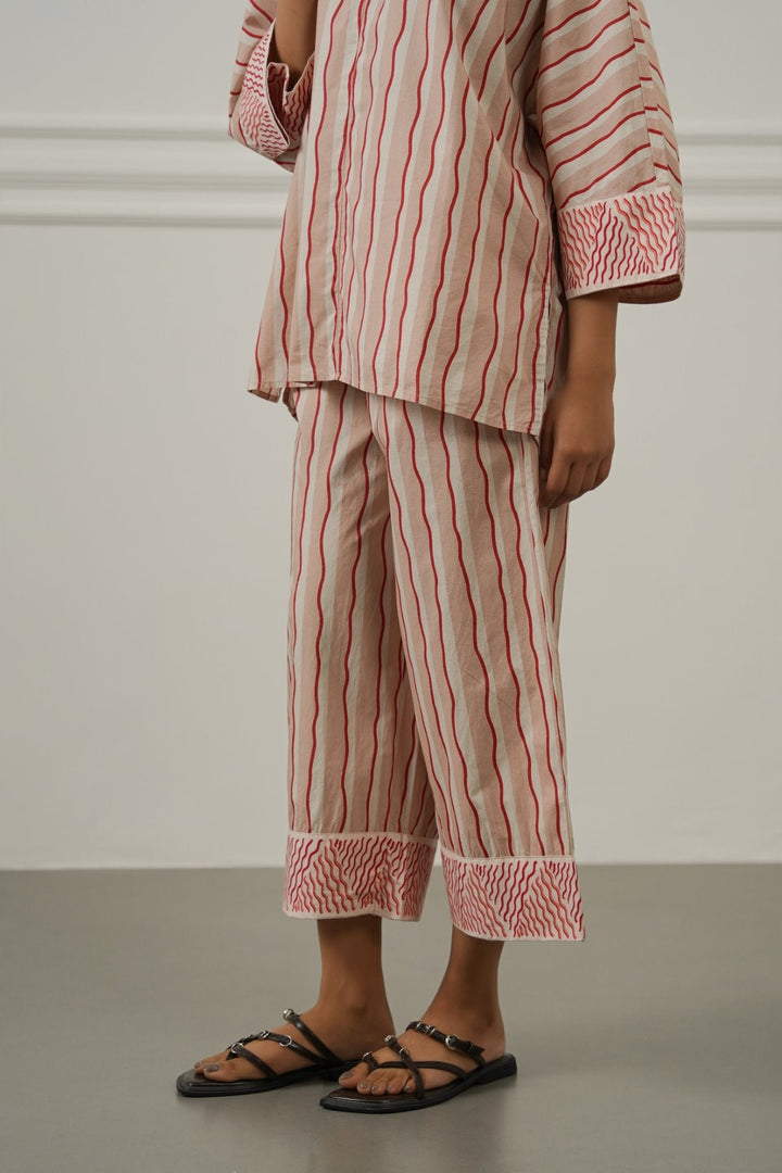 PINK STRIPED COTTON CULOTTES