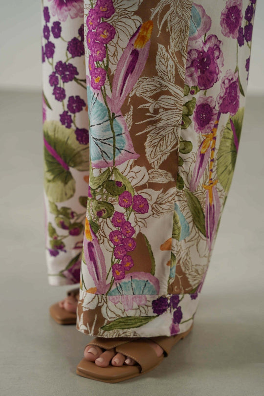BEIGE GARDEN KALEIDOSCOPE PANTS