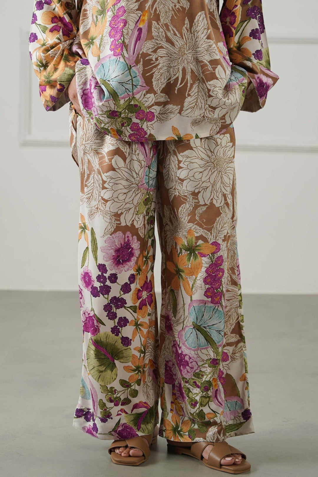 BEIGE GARDEN KALEIDOSCOPE PANTS
