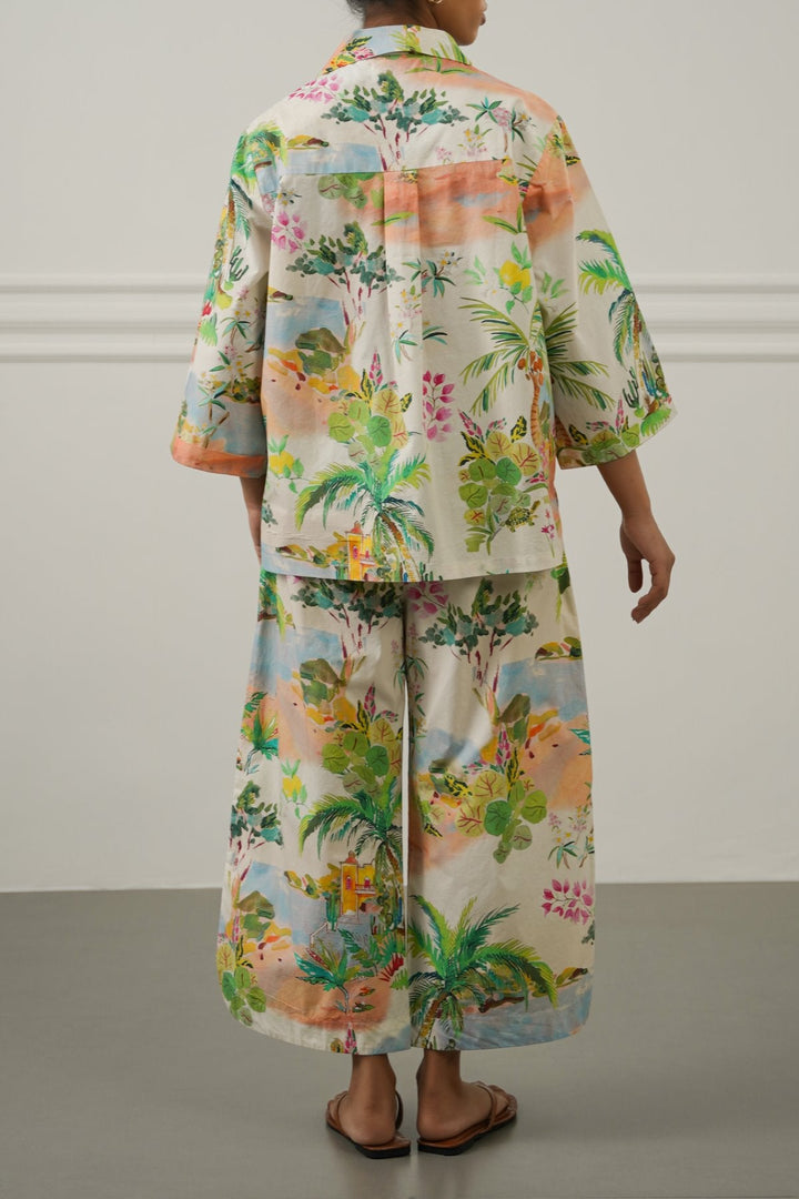 OFF WHITE CURVED HEM ALOHA CULOTTES