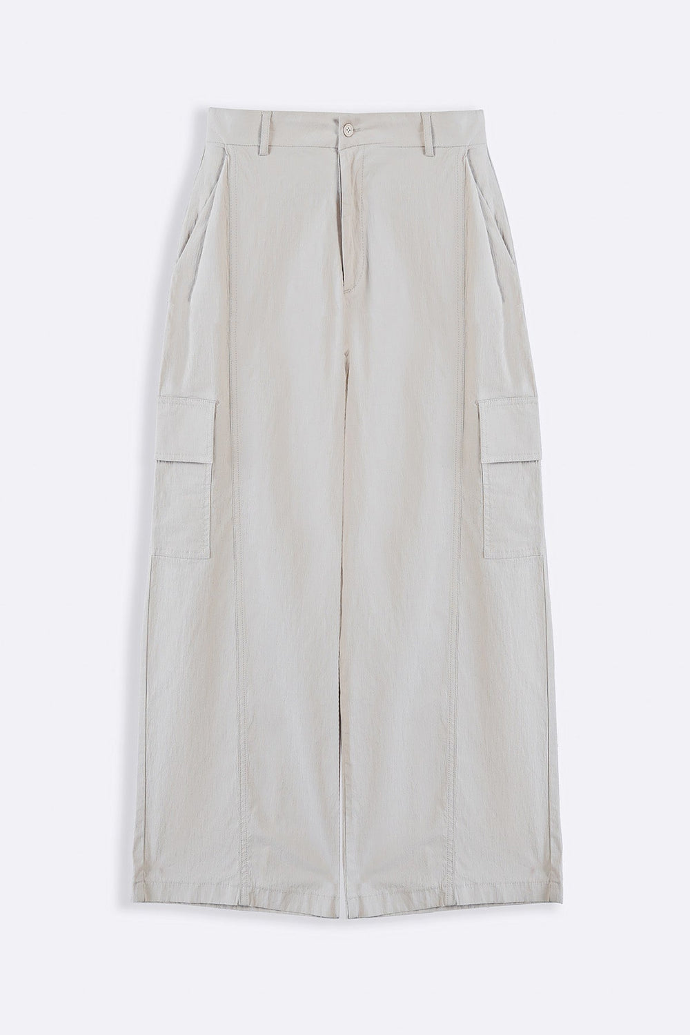 BEIGE COTTON LINEN CARGO PANTS