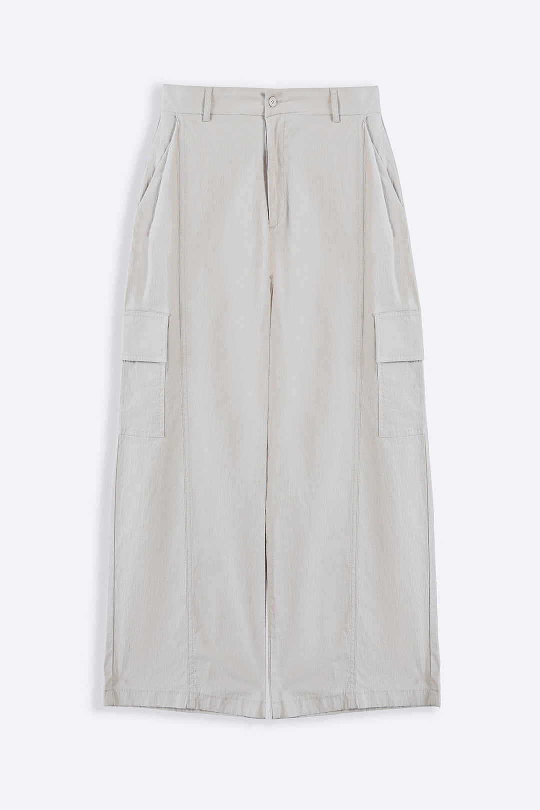 BEIGE COTTON LINEN CARGO PANTS