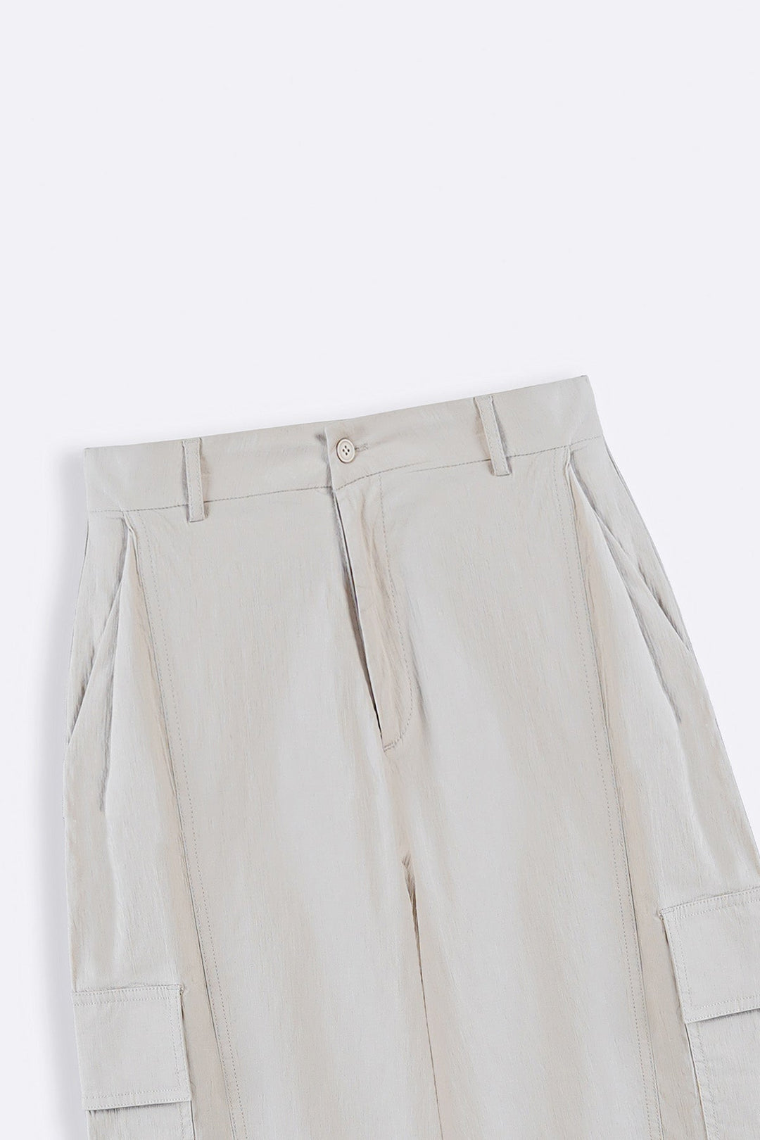 BEIGE COTTON LINEN CARGO PANTS