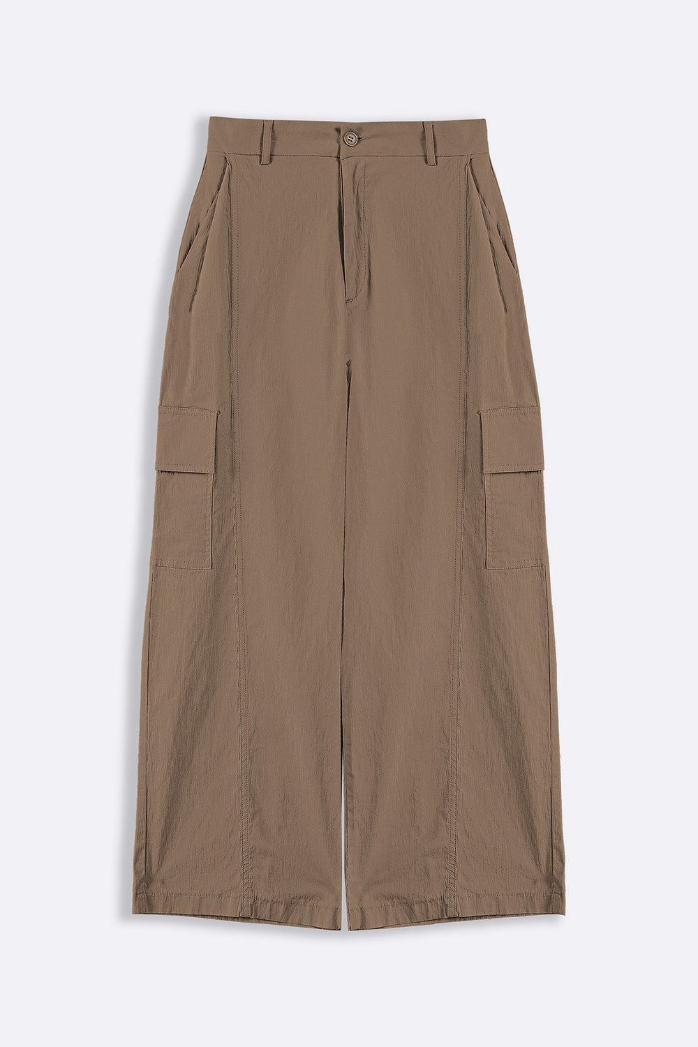 BROWN COTTON LINEN CARGO PANTS