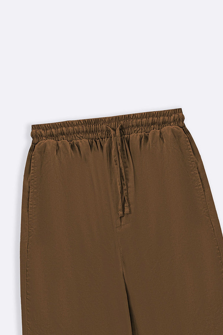 BROWN LYOCELL LINEN EASE PANTS