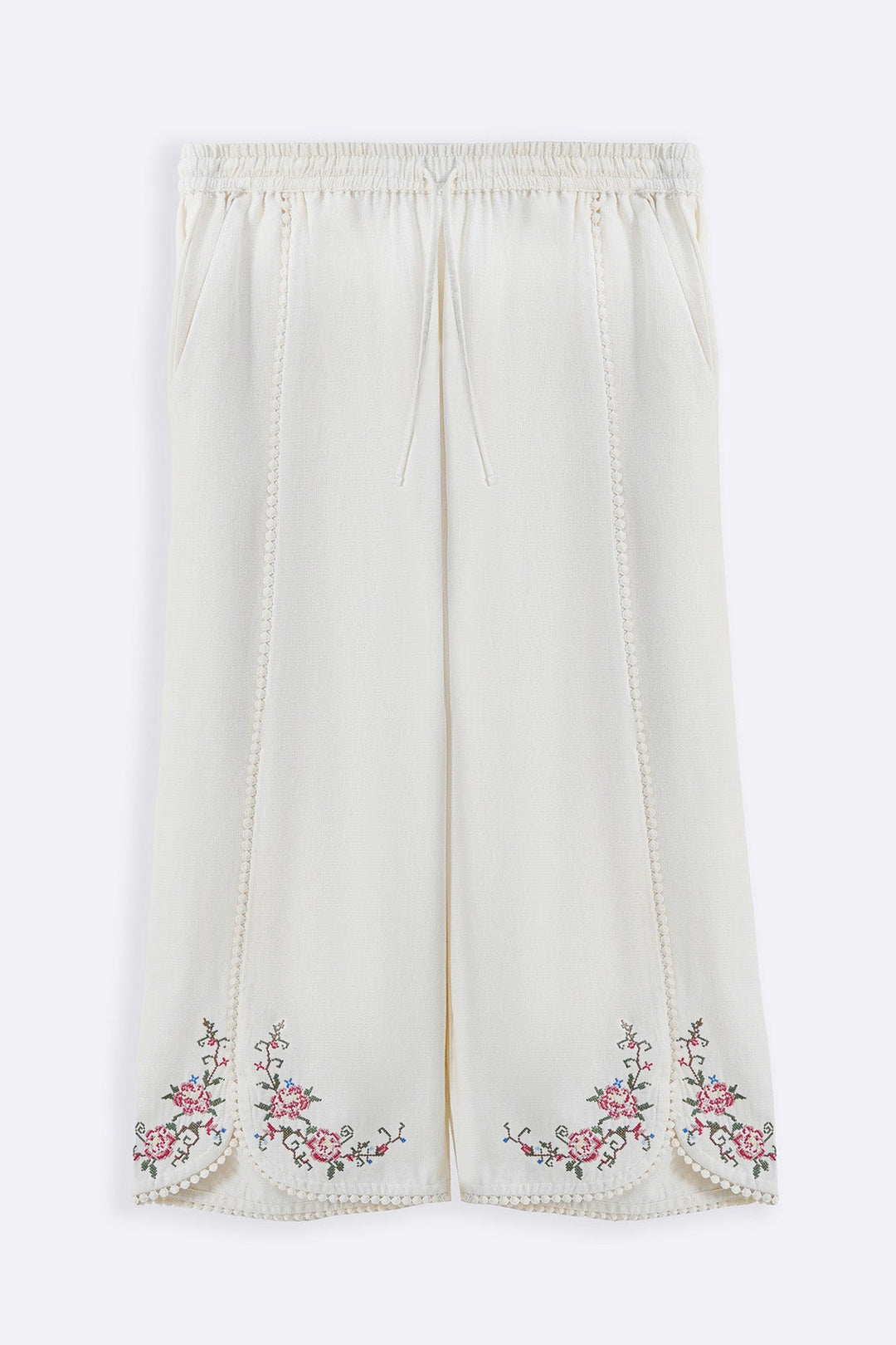 ECRU COTTON LACE ROSE PANTS