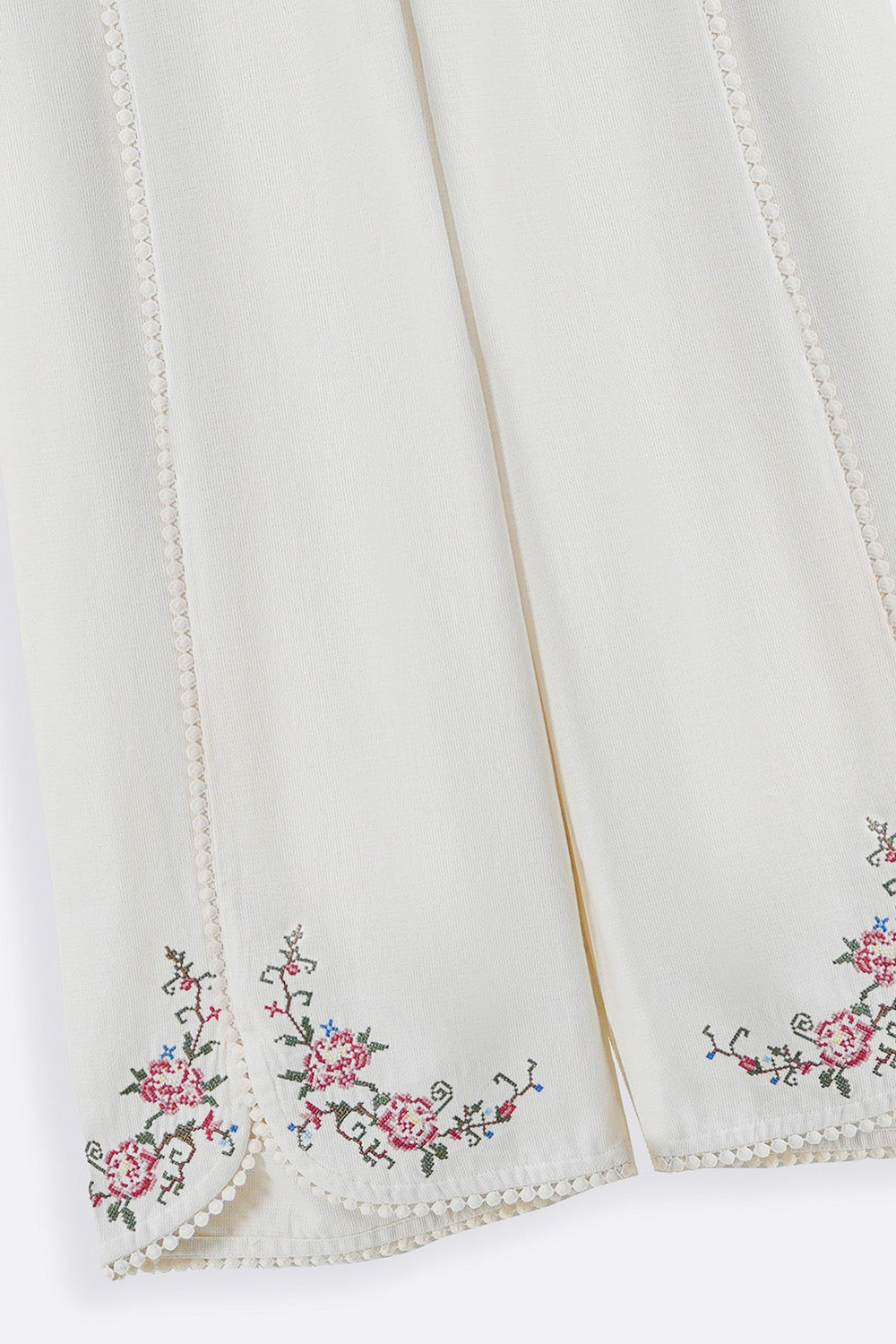 ECRU COTTON LACE ROSE PANTS