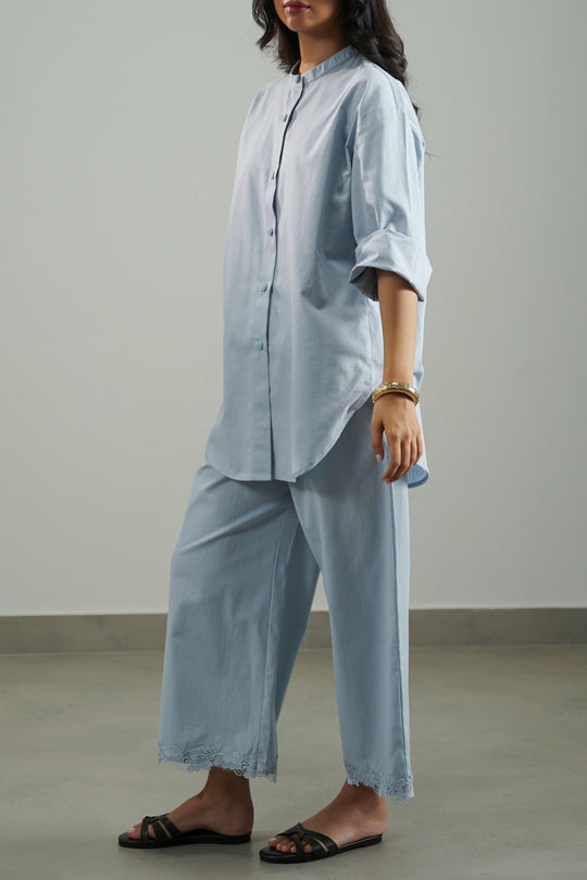 SKY BLUE LACE TRIM CULOTTE