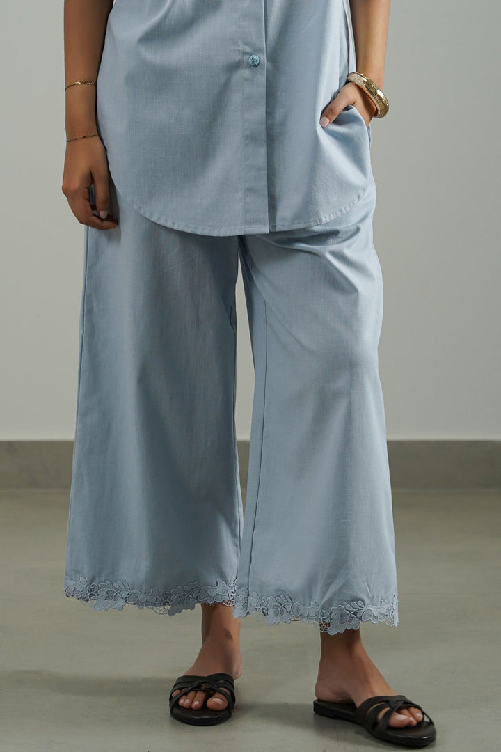 SKY BLUE LACE TRIM CULOTTE