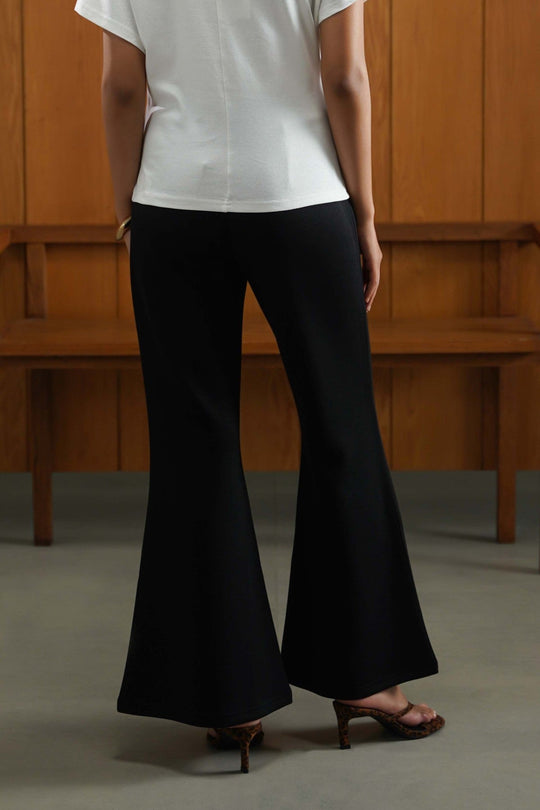 BLACK RELAXED WIDE-LEG PANTS