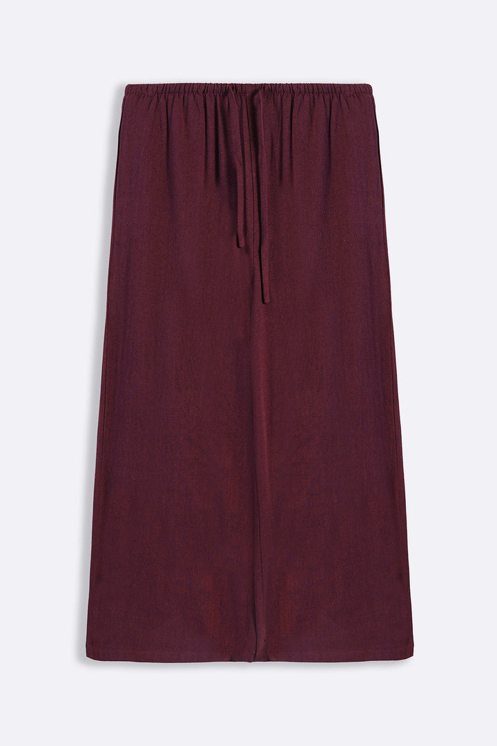 BURGUNDY SIGNATURE LINEN BLEND PANTS