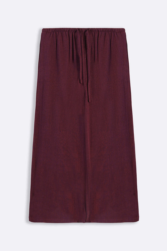 BURGUNDY SIGNATURE LINEN BLEND PANTS