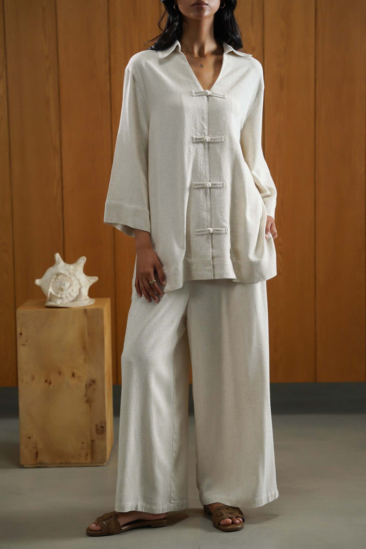 OAT MELANGE SIGNATURE LINEN BLEND PANTS
