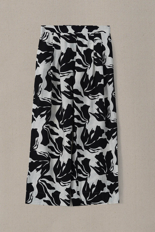 BLACK WHITE TROPIC FLOW PANTS