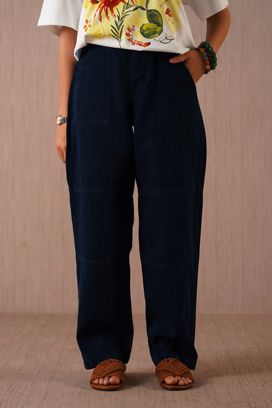 DARK BLUE PANEL SEAM JEANS