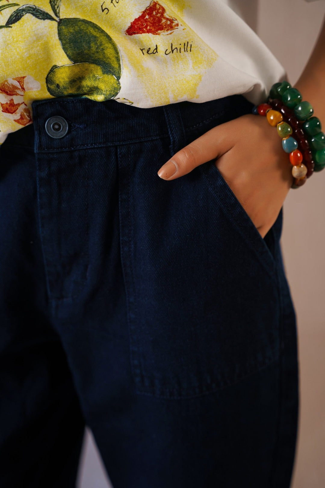 DARK BLUE PANEL SEAM JEANS