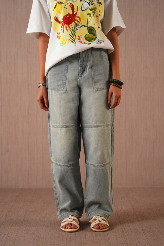 LIGHT BLUE PANEL SEAM JEANS
