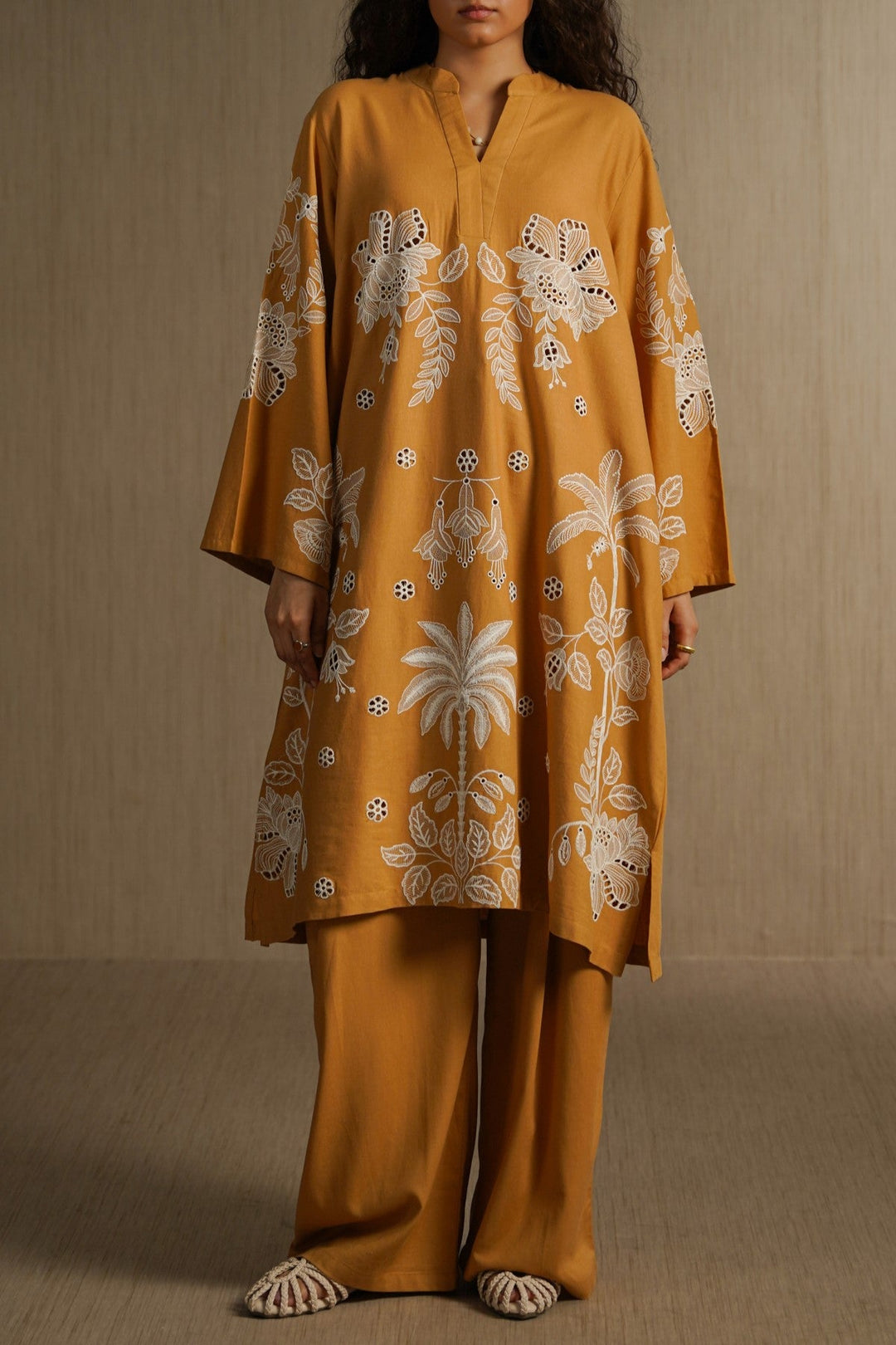 MUSTARD OCHRE BLOOM PANTS
