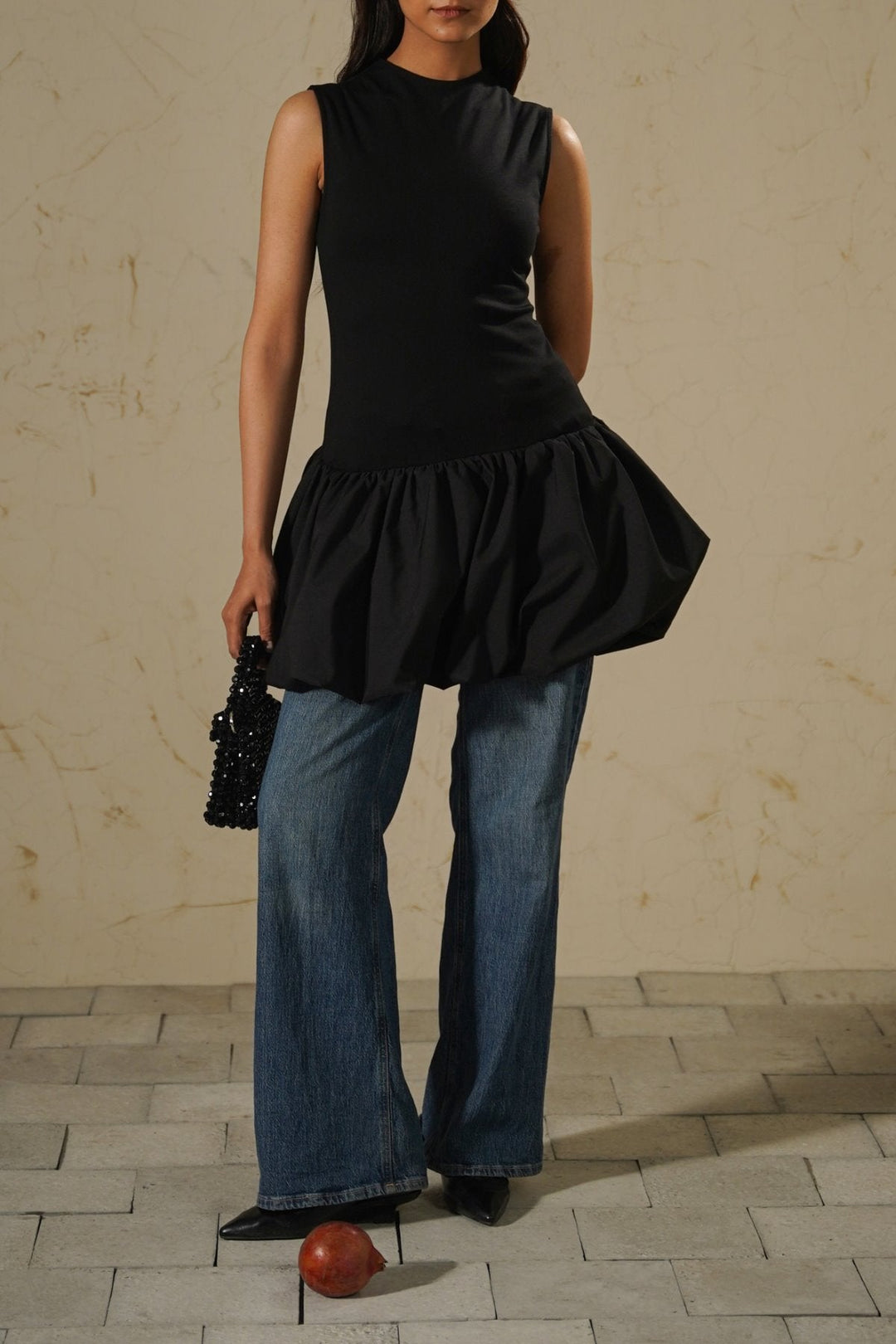 BLACK 1964 POUF MINI DRESS