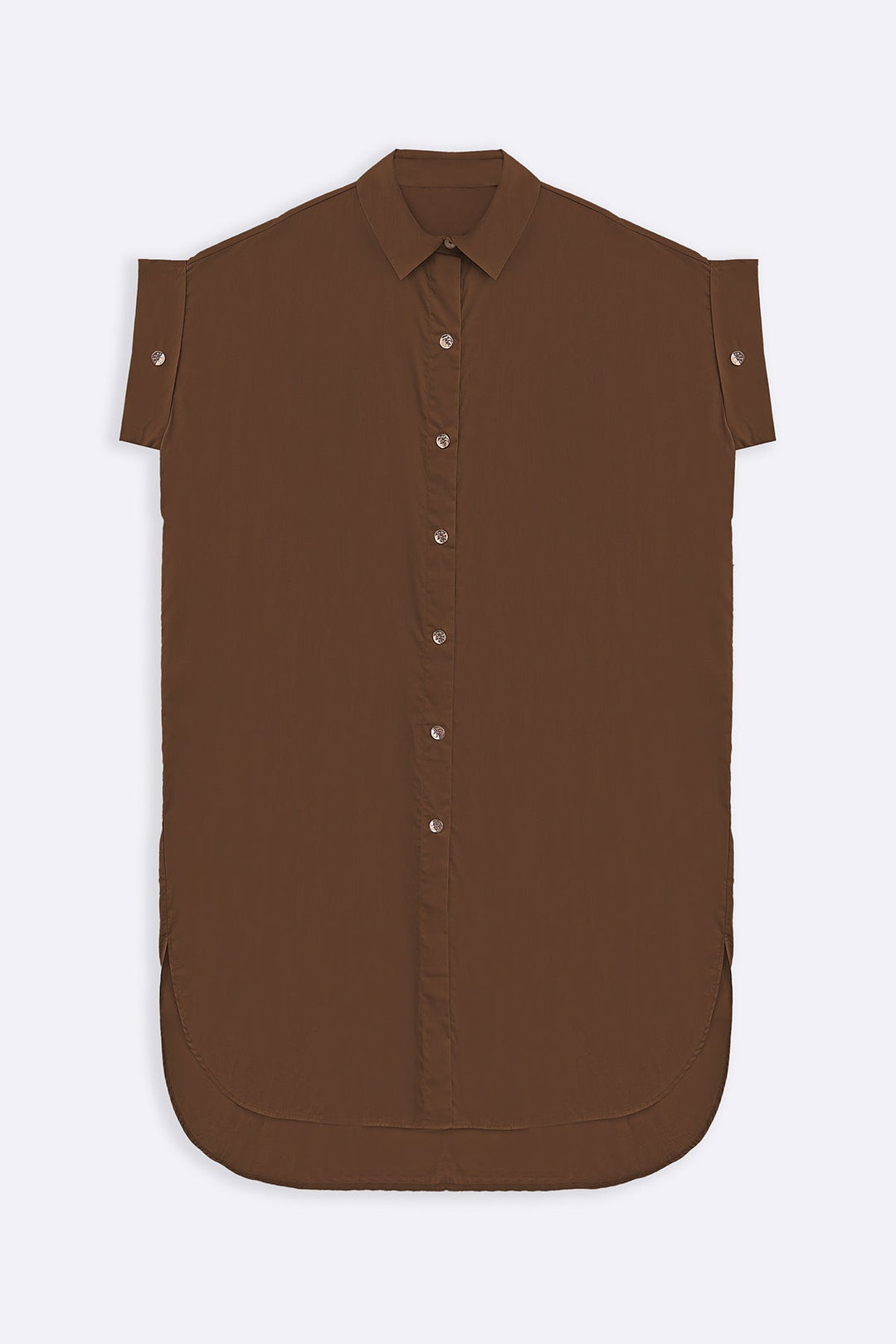 BROWN ONE SIZE COTTON SHIRT DRESS