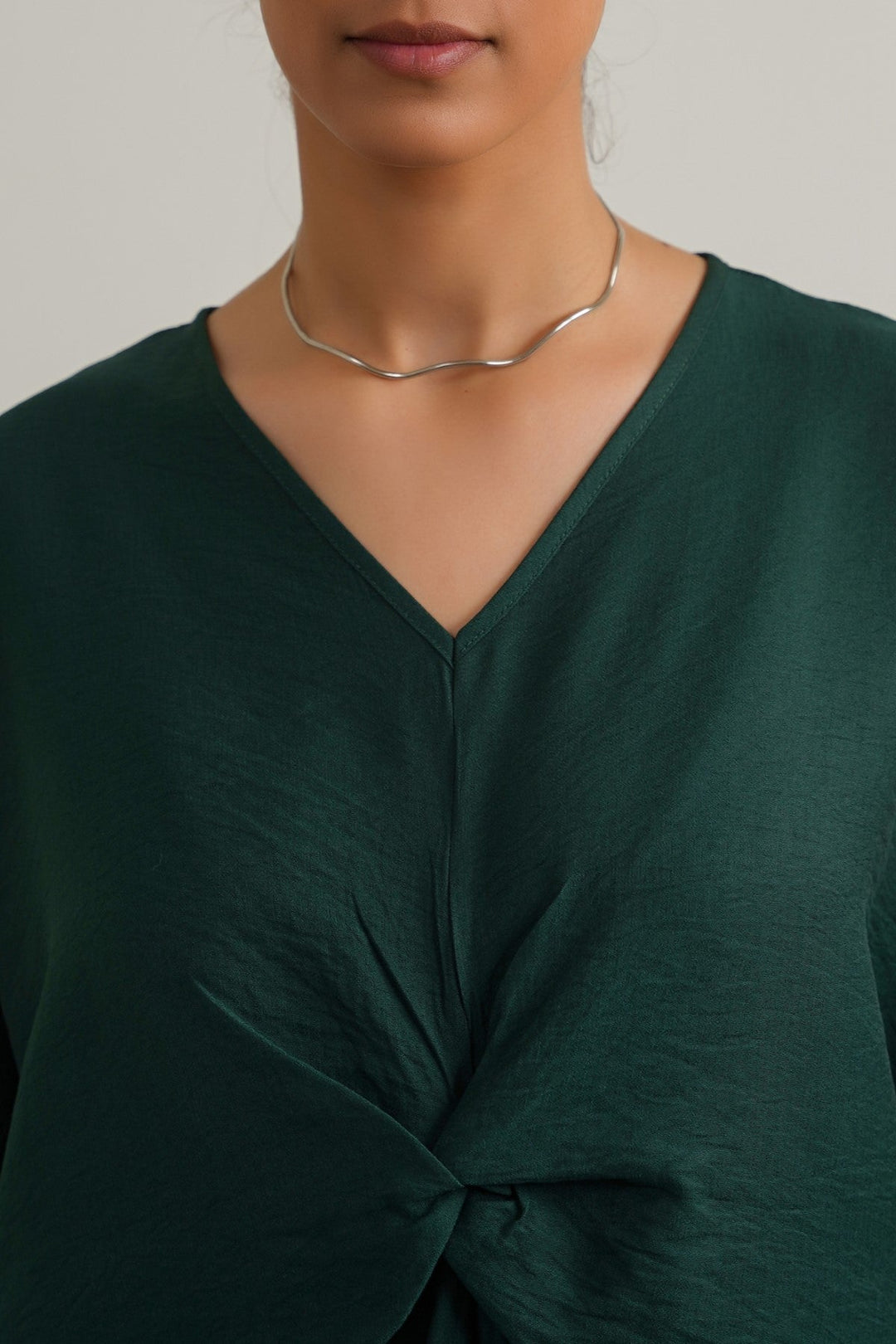 GREEN ASYMMETRICAL RUCHED DRESS