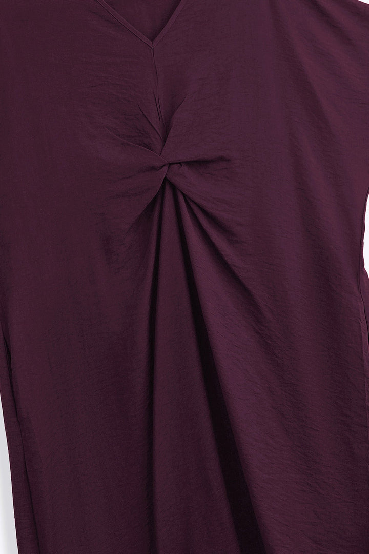 PURPLE ASYMMETRICAL RUCHED DRESS