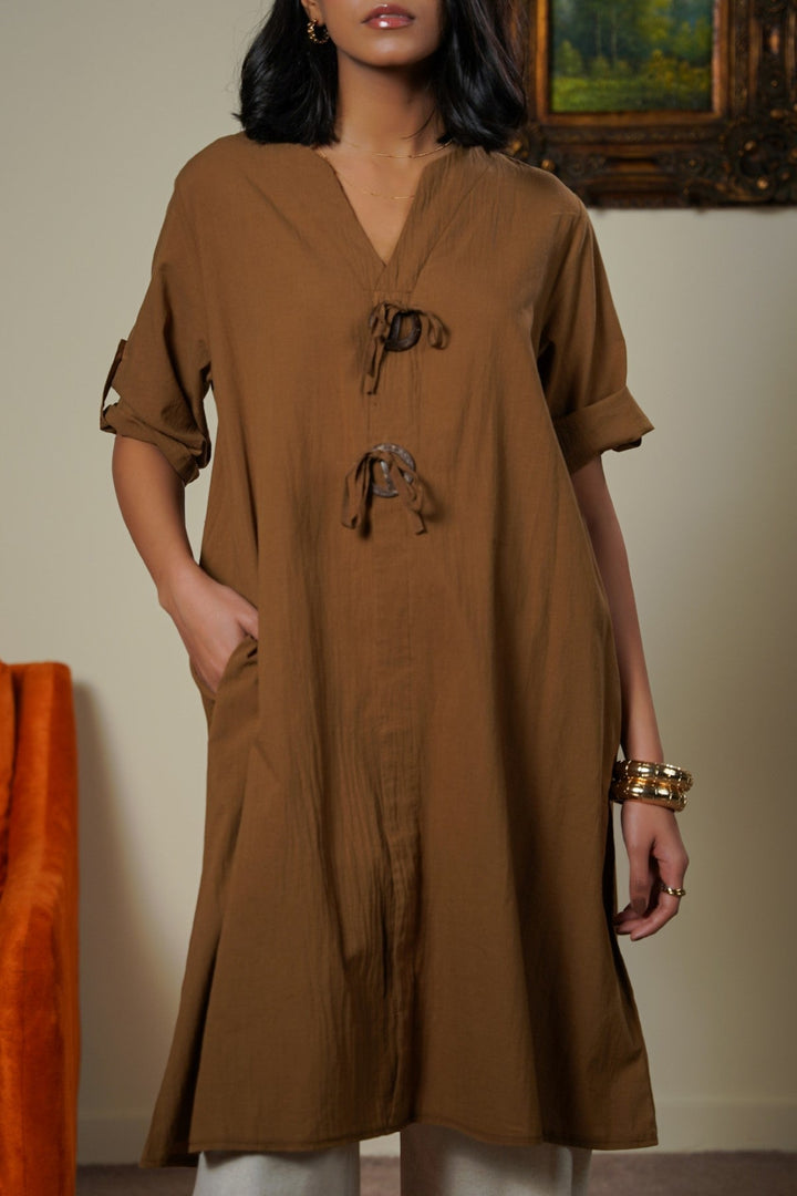 CINNAMON WOOD KNOT COTTON TUNIC