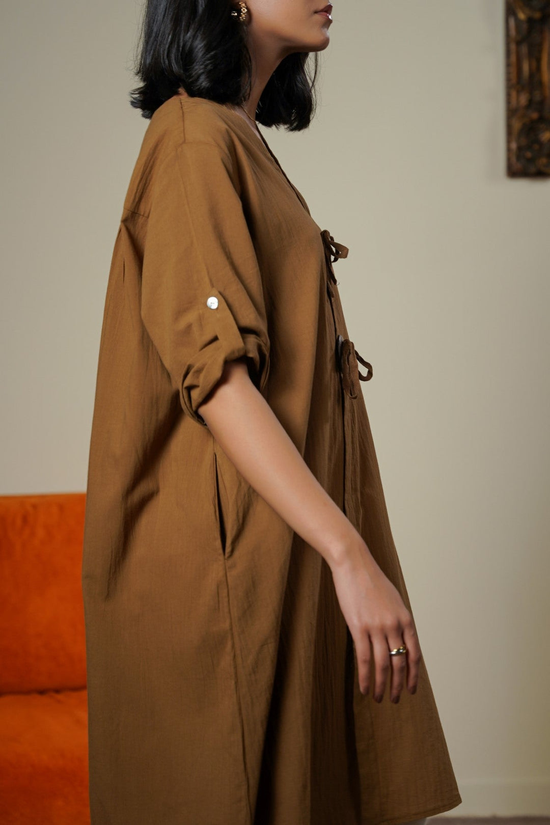 CINNAMON WOOD KNOT COTTON TUNIC
